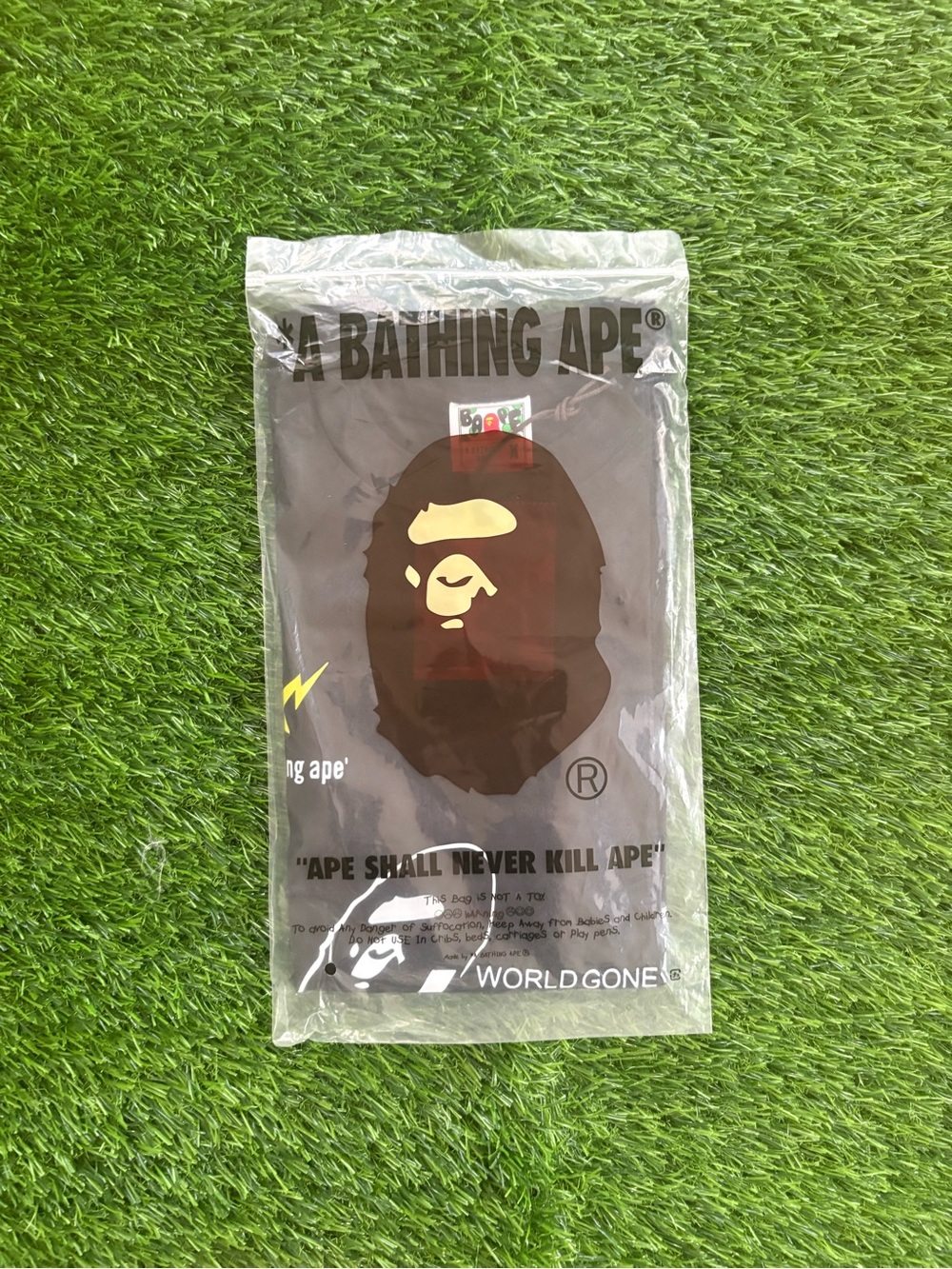 Bape Black Tee with Brown Ape Head Graphic